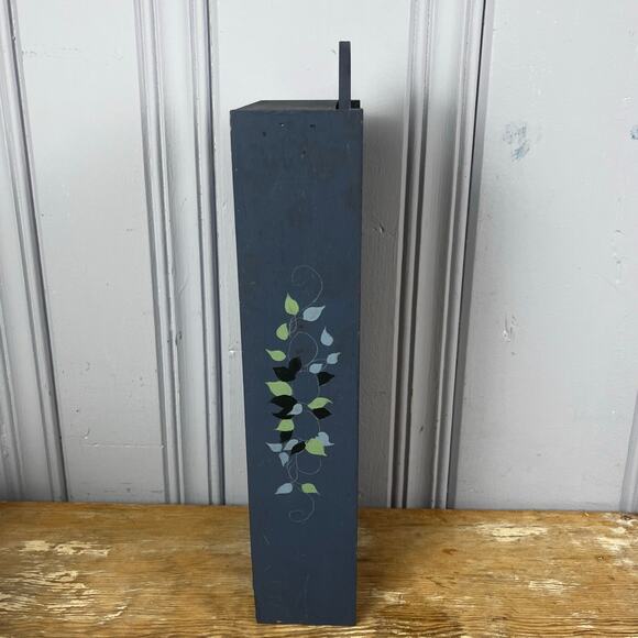 VTG Hand Painted Wood Tole Folk Art Sliding Lid Candle Match Box PA Dutch Style - Picture 14 of 16